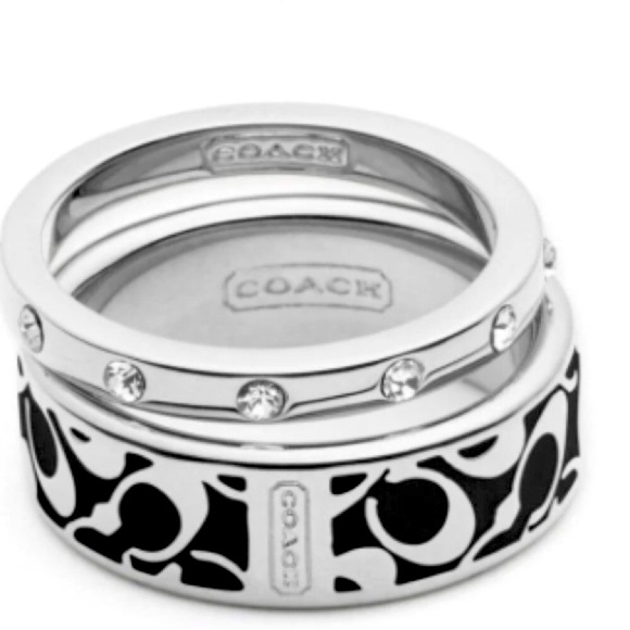 Coach Jewelry - 🔴 Coach Signature Silver and Black Logo Patterned Ring! 🔥